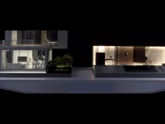 Smart Home Showcase: Modello interattivo con illuminazione, porte automatiche e tende