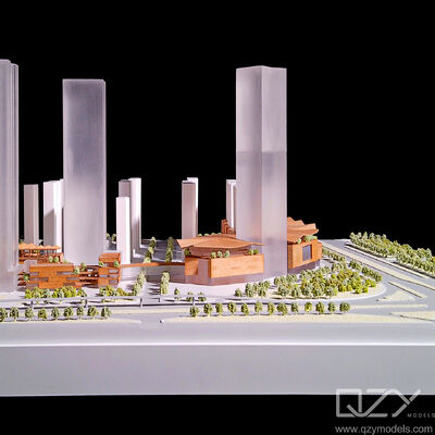 Realistic Handmade Architectural Concept Model with Acrylic ABS Material for Commercial Complex Display