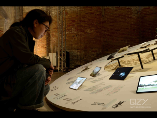 Realistic Conceptual Minimalism Style Liangzhu Landscape Model for Display and Study at Venice Architecture Biennale China Pavilion