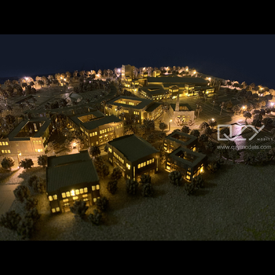 1/1000 Scale Pure Copper Handmade Brass Landscape Architectural Concept Model