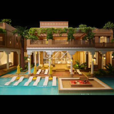 1:75 Scale Realistic Style Arabian Style Villa Model with Middle Eastern Luxury
