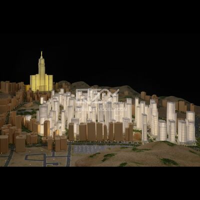 1:500 Scale Mecca Mathaba Urban Planning Sand Table with Conceptual Minimalism Style and Warm Lighting